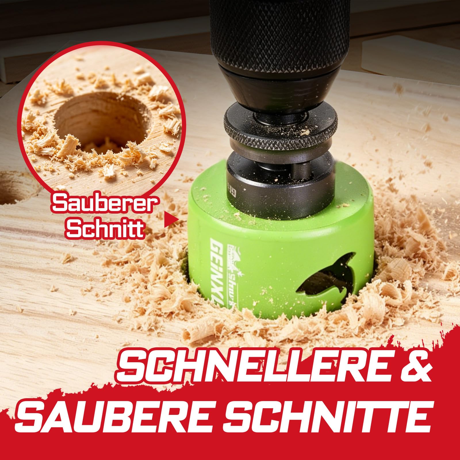 Geinxurn Kit di seghe a tazza da 25 mm-76 mm con mandrino e chiave esagonale, fresa a tazza bimetallica HSS con dente di squalo per legno, cartongesso, pannelli in PVC e metallo sottile