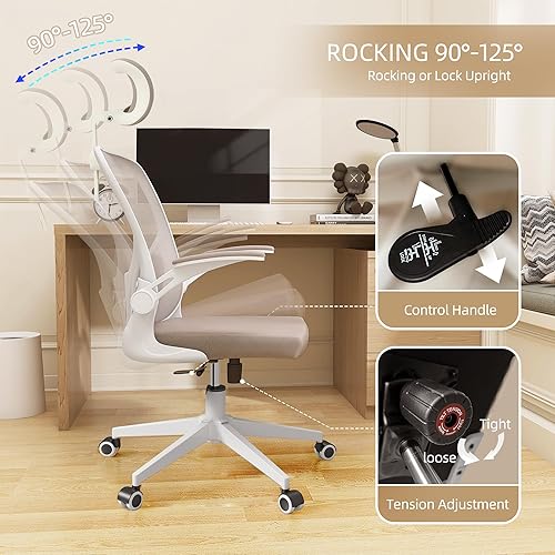 Miniatura 4 de Monhey Sillas de oficina, silla de oficina ergonómica, silla de computadora con reposacabezas ajustable, soporte lumbar, reposabrazos 2D, base de