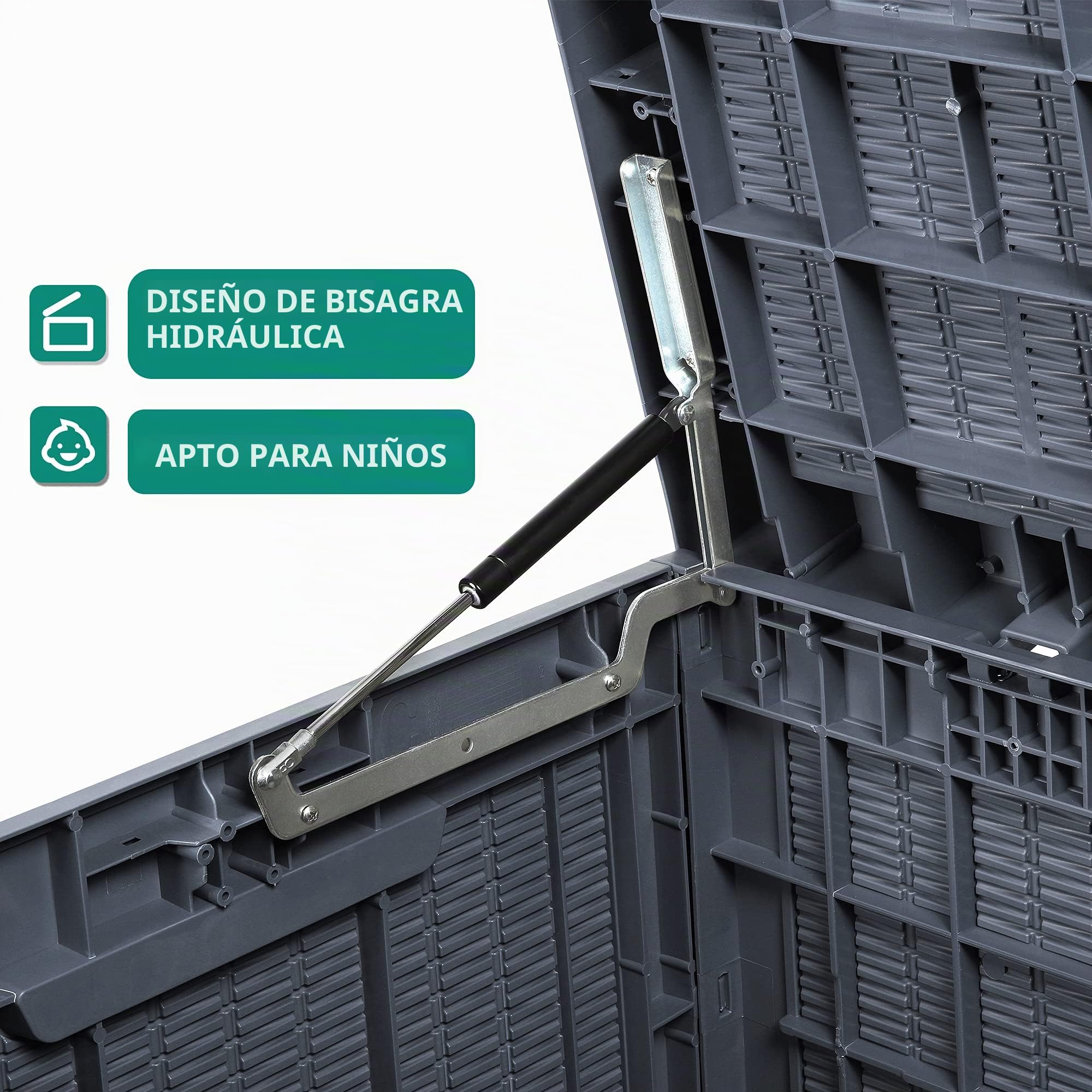 YITAHOME 380L Arcón de Ordenación Exterior, Resina Caja de Almacenaje de Jardín para Almacenamiento Al aire Libre para Muebles de Patio