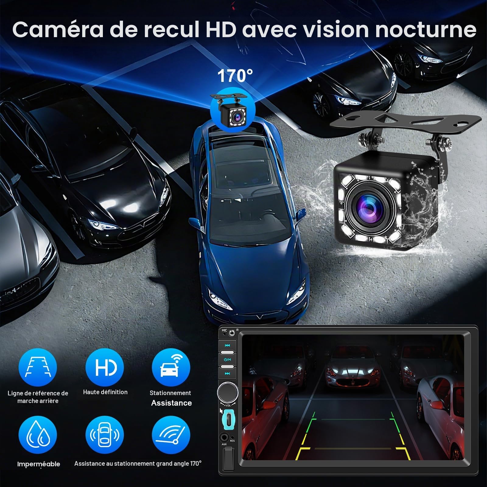 WERESOUND Autoradio 1 DIN Écran Tactile 7",CarPlay et Android Auto sans Fil