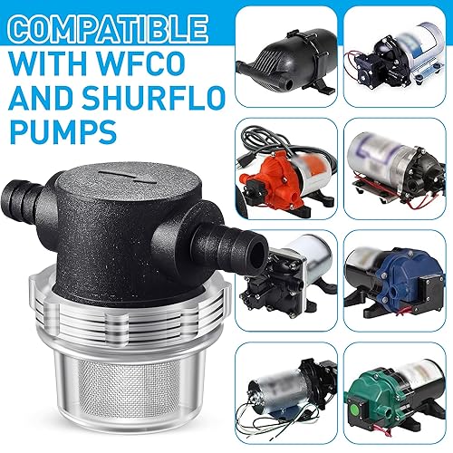 Miniatura 5 de Filtro de bomba de agua de 12 pulgada, compatible con púas de manguera de 38 pulgadas, filtro rociador de tubería giratorio para bomba de agua de 12