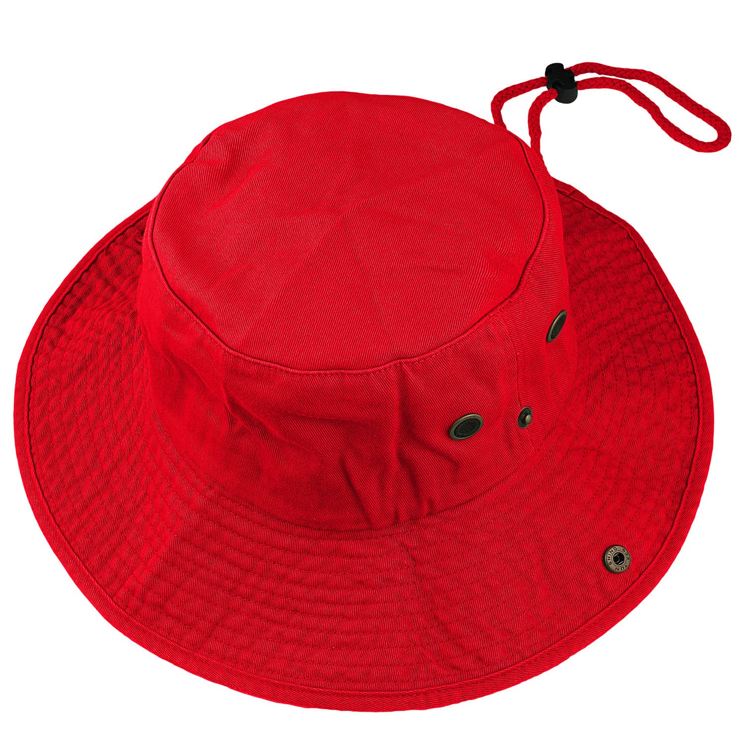 Sombrero de ala ancha para senderismo, pesca, safari, boonie, 100% algodón, protección solar UV para hombres y mujeres, actividades al aire libre, Rojo -, Large/X-Large