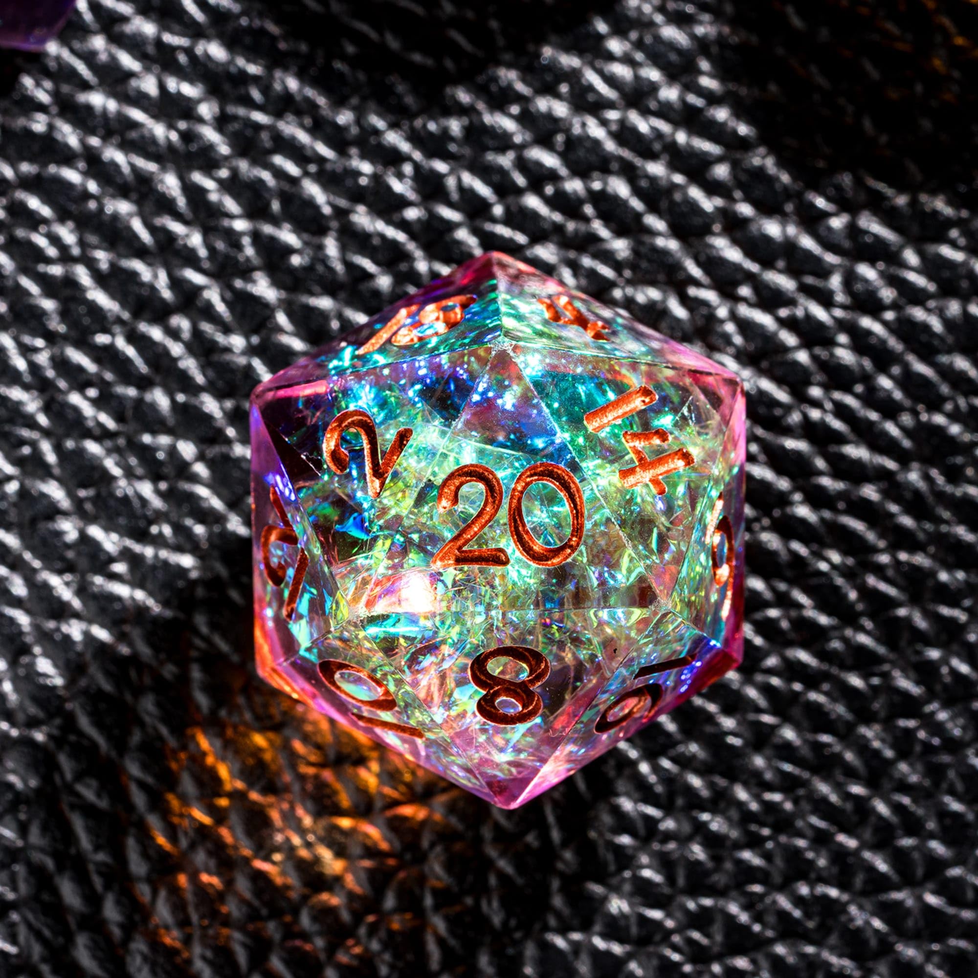 Juego de 7 dados DND, juego de dados hechos a mano con borde
