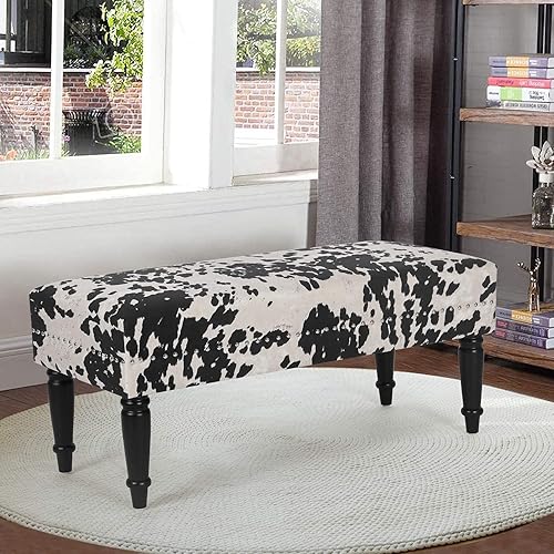 Miniatura 2 de Joveco Banco tapizado otomano de 394 pulgadas banco moderno de mediados de siglo con remache banco de comedor mesa auxiliar reposapiés para