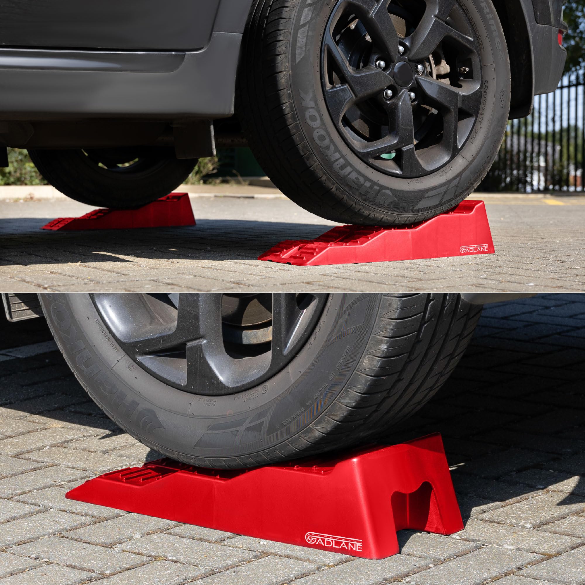 GADLANE Cunei per Camper - 2 Pezzi Livellatori per Camper Resistenti con Scanalature Antiscivolo - per Auto, Caravan e Rimorchi (Capacità: 4,5 Tonnellate) - Rosso
