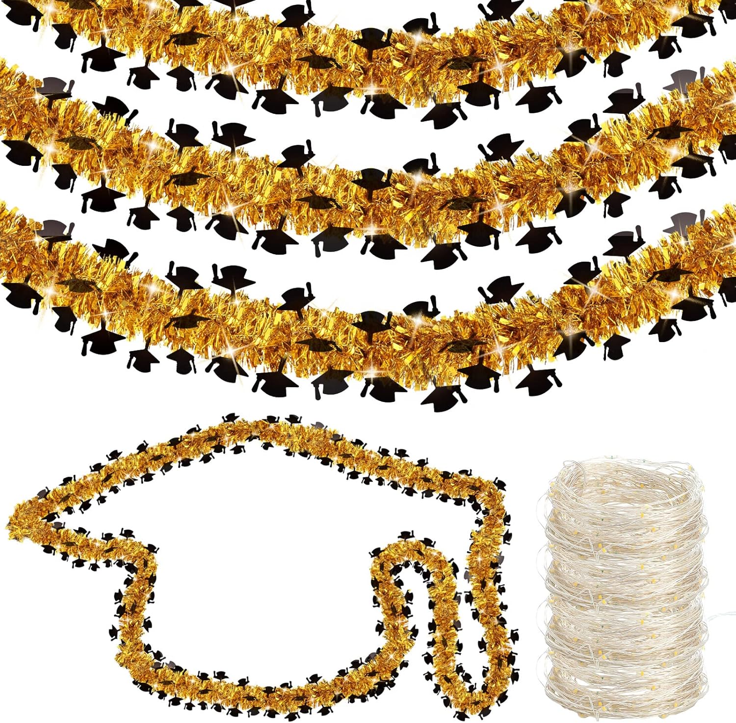 3 Set Graduation Tinsel Garland 98 ft Graduation Cap Tinsel