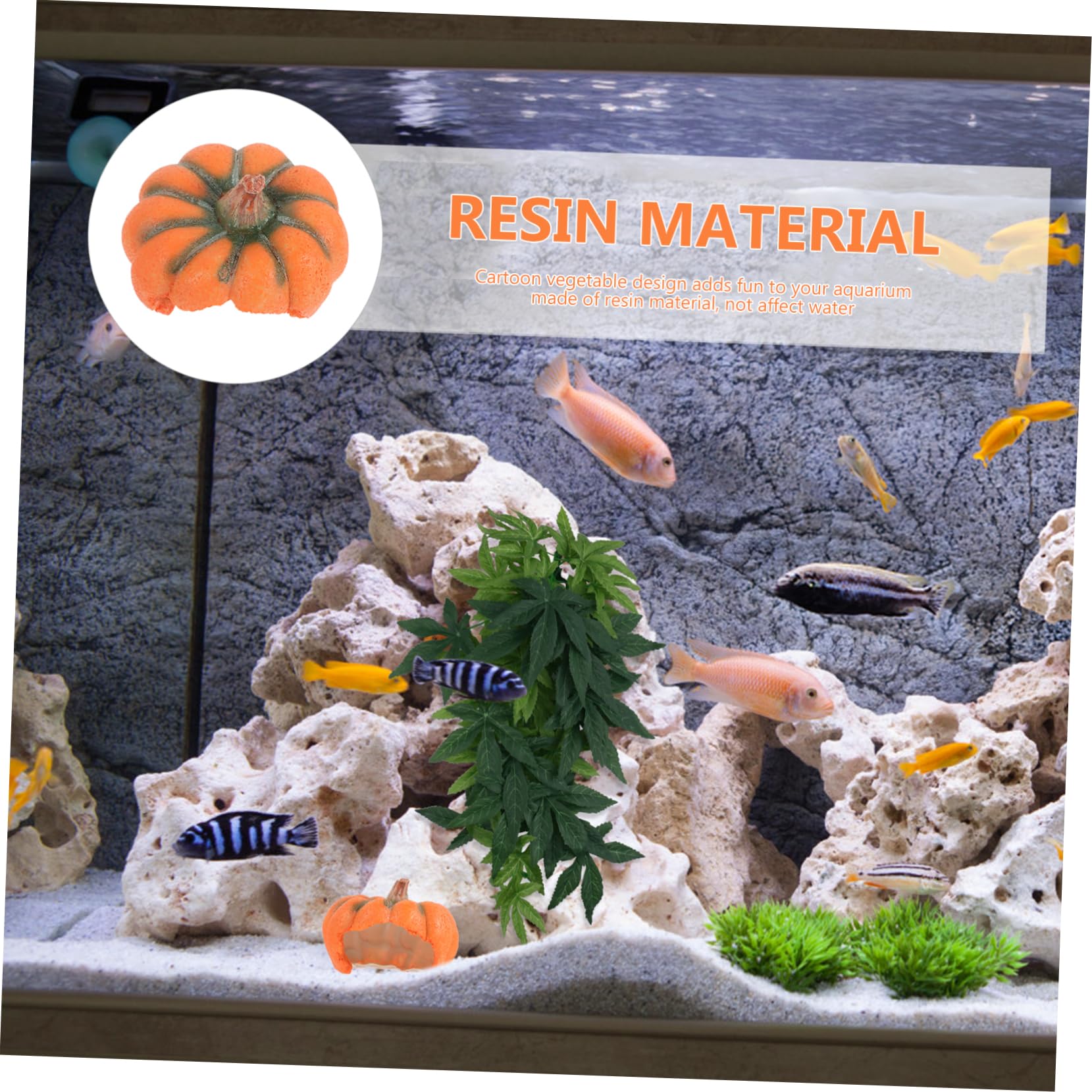 GLEAVI 4 Piezas Casa De Escondite De Calabaza Cueva De Cría De Peceras Paisajismo Acuario Decoración Esconder Accesorios Cueva del Tanque De Peces Cueva del Acuario Camarón Largo Resina