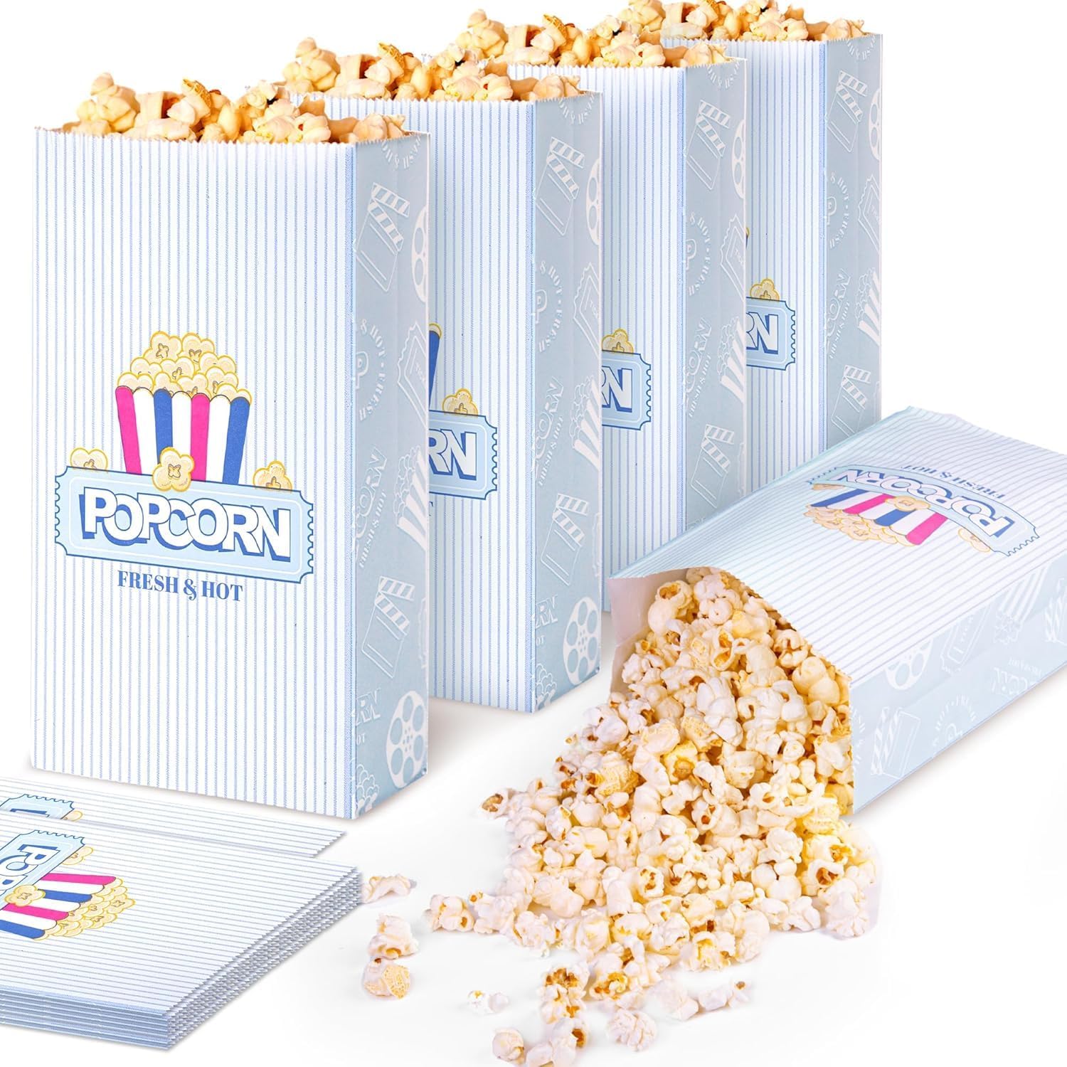 Upgrade Paper Popcorn Bags Flat Bottom 2 oz 50 pack