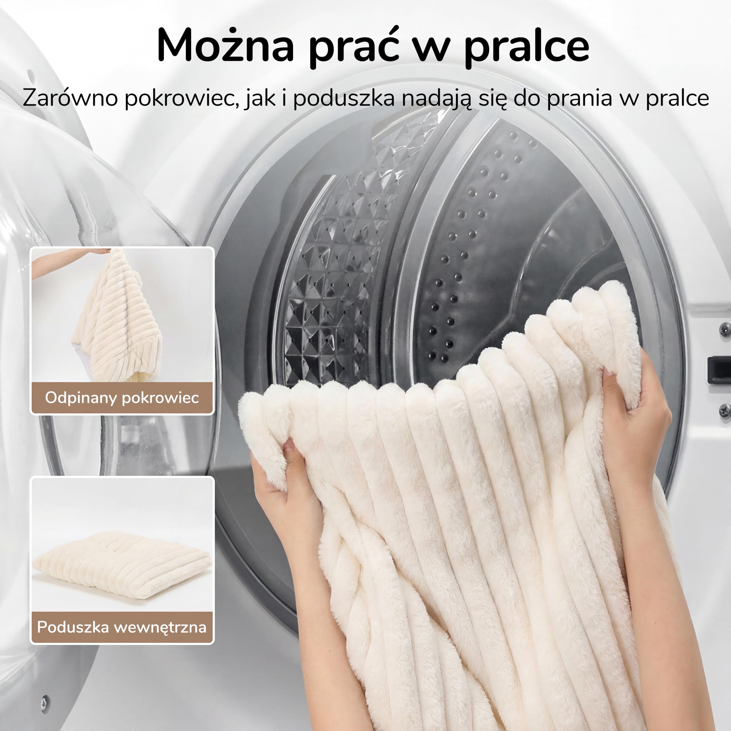 FUKUMARU Legowisko dla Kotów i Małych Psów – Półzamknięte, z Miękką Poduszką, Wykonane ze Sztucznego Futra Królika, 44 cm, Zmywalne, Kremowy