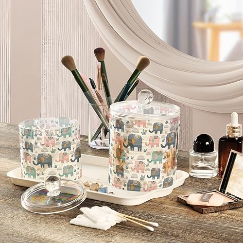 Miniatura 5 de Tarros de elefantes con tapas, tarros decorativos para baño, recipientes para lavandería, contenedor de bolas de algodón para dormitorio, artículos