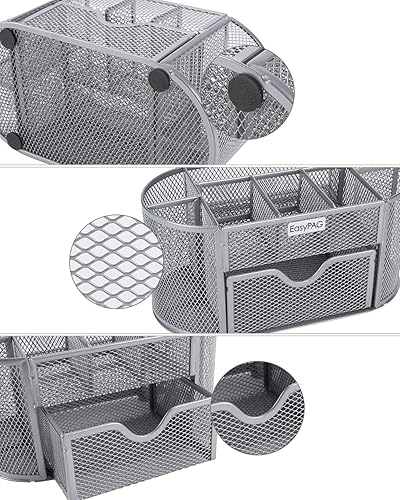 Miniatura 6 de Organizador para escritorio EasyPAG, malla metálica, 9compartimentos, gavetas para escritorios con bandeja, Plateado