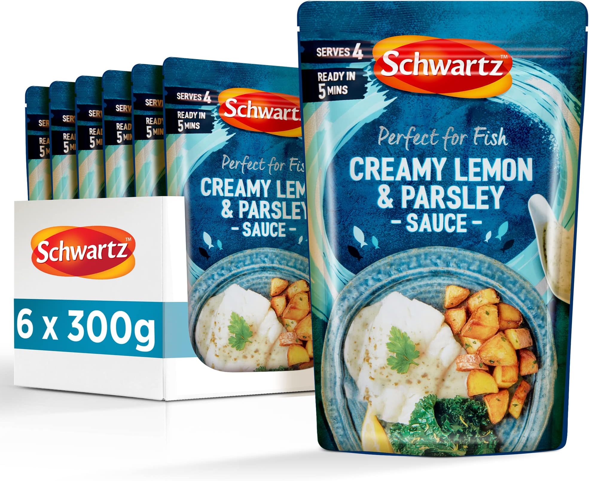 Schwartz Creamy Lemon & Parsley Sauce 300 G | Serves 4 | Pack of 6 | Full of Flavour | Silky and Smooth Texture | With Zest Lemon and Aromatic Parsley | Perfect for Fish