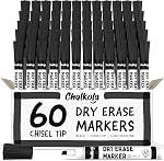 Chalkola Dry Erase Markers Bulk (60 Pack, 12 Vibrant Colors) | Chisel Tip WhiteBoard Markers, Dry Erase Pens - White Board Pens for Kids, Teachers - Home, Office, School Classroom Supplies
