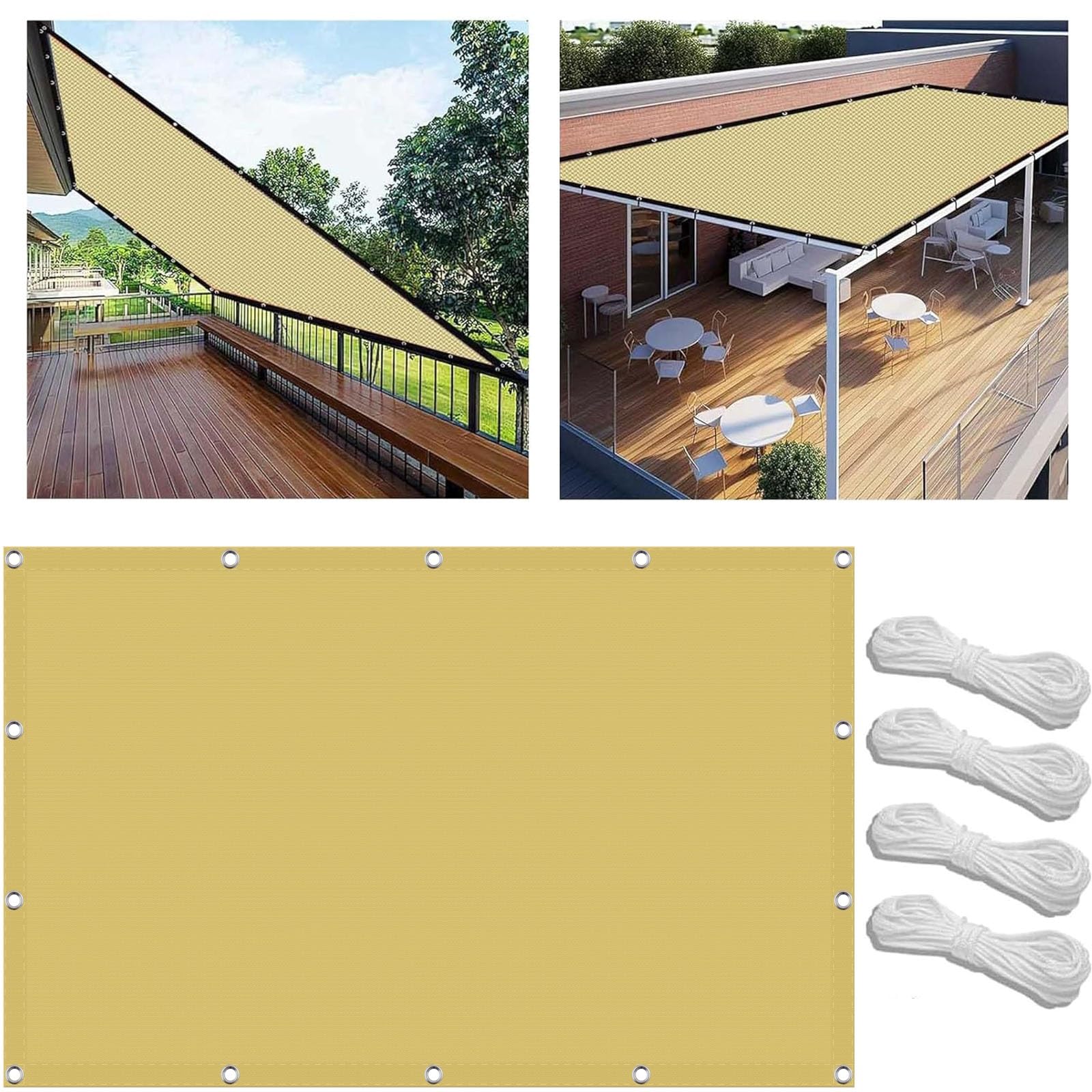 Voile d'ombrage résistant aux taches carré 3.8x5 m lavable pour cour