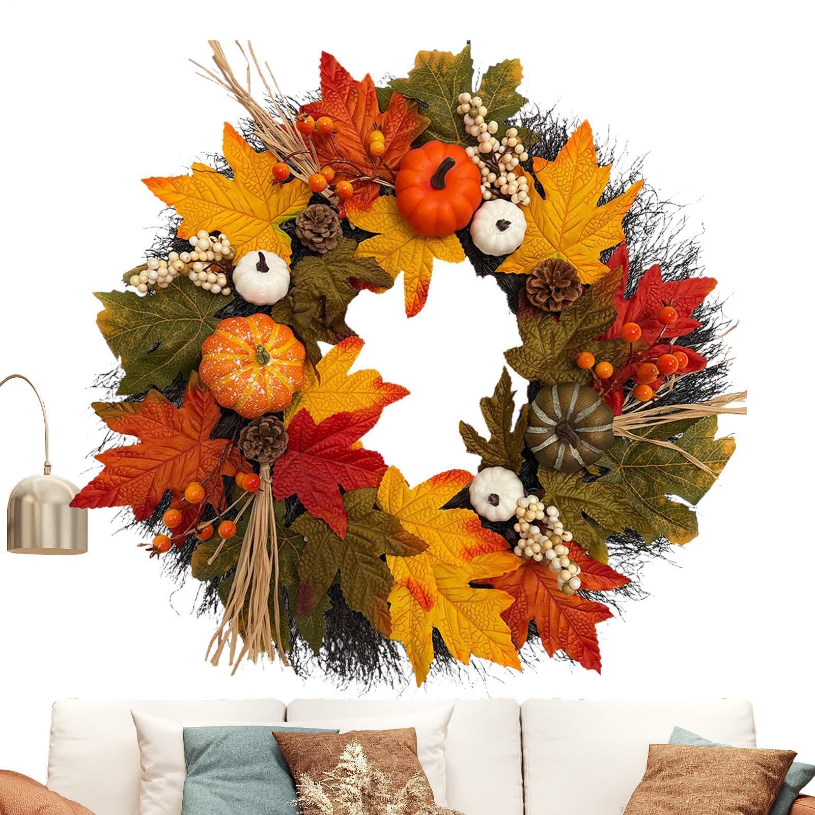Ghirlanda autunnale per la porta di casa, ghirlanda di decorativa