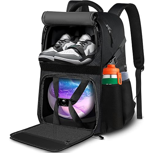 Bowling Ball Bag, Single Bowling Backpack with Shoe Totes Bag Up to Size 16, Padded Ball Holder Bag, Accessories Gifts for Lovers/Player, Black