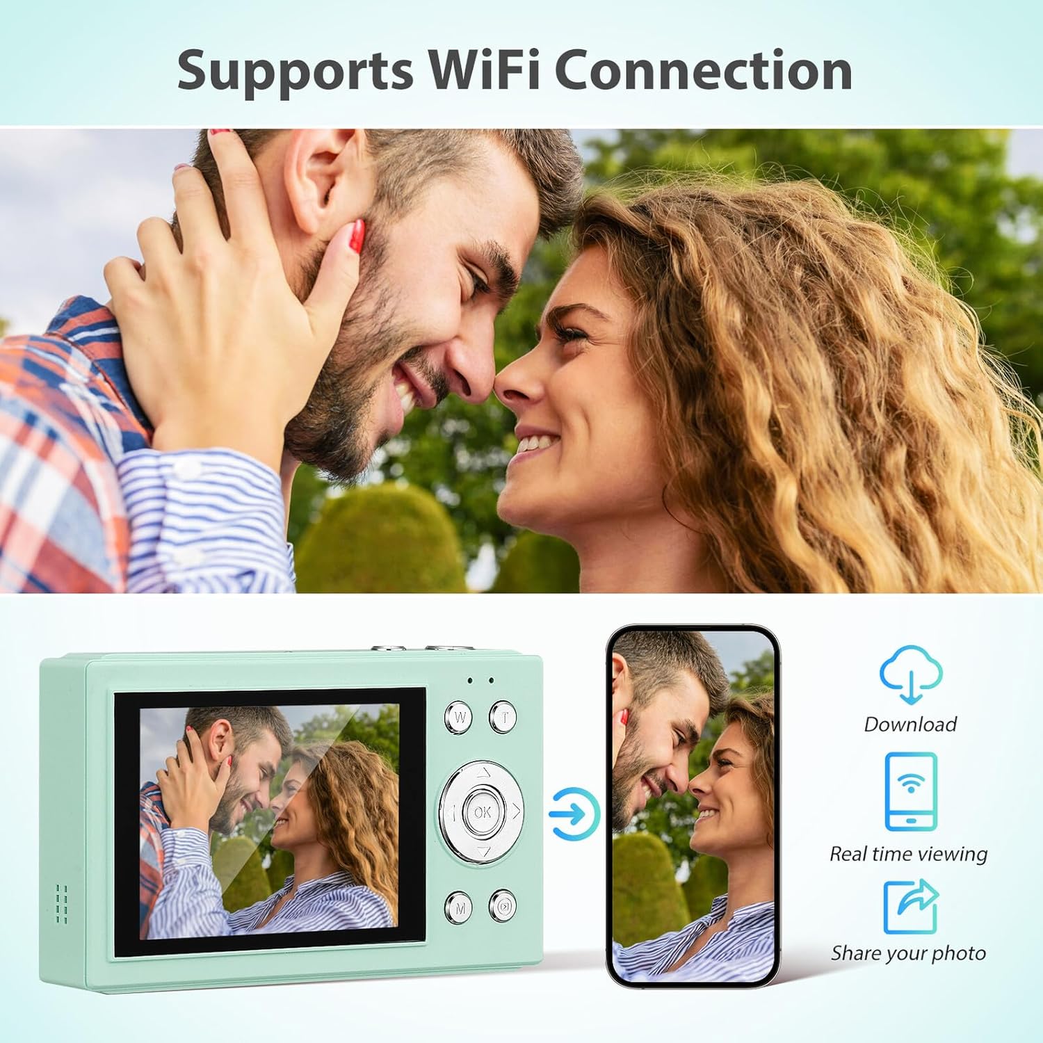 PATKAW ズーム搭載デジタルカメラ 無線接続可能 メモリー付き レトロスル ポケット コンパクト ビンテージカメラ ティーン 初