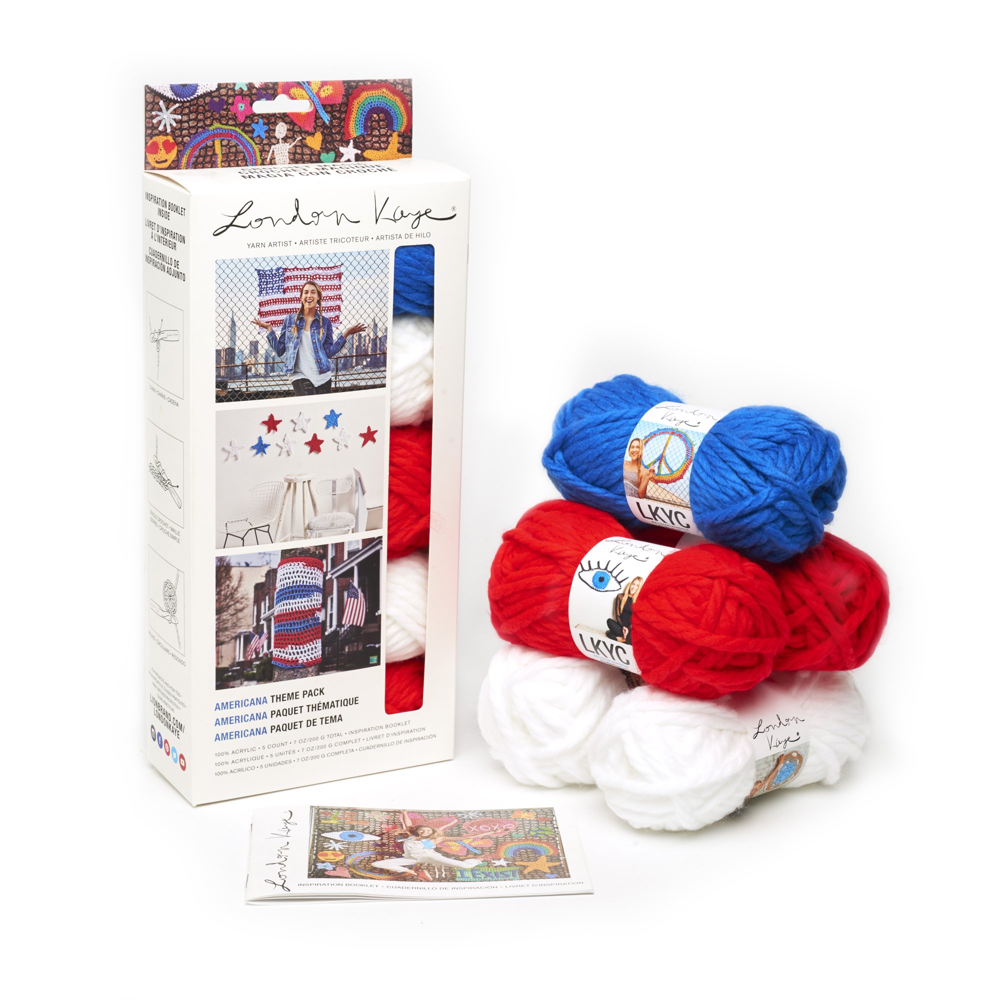 Fil acrylique Lion Brand Yarn 3001-600 Kaye Thème Americana pour tricot