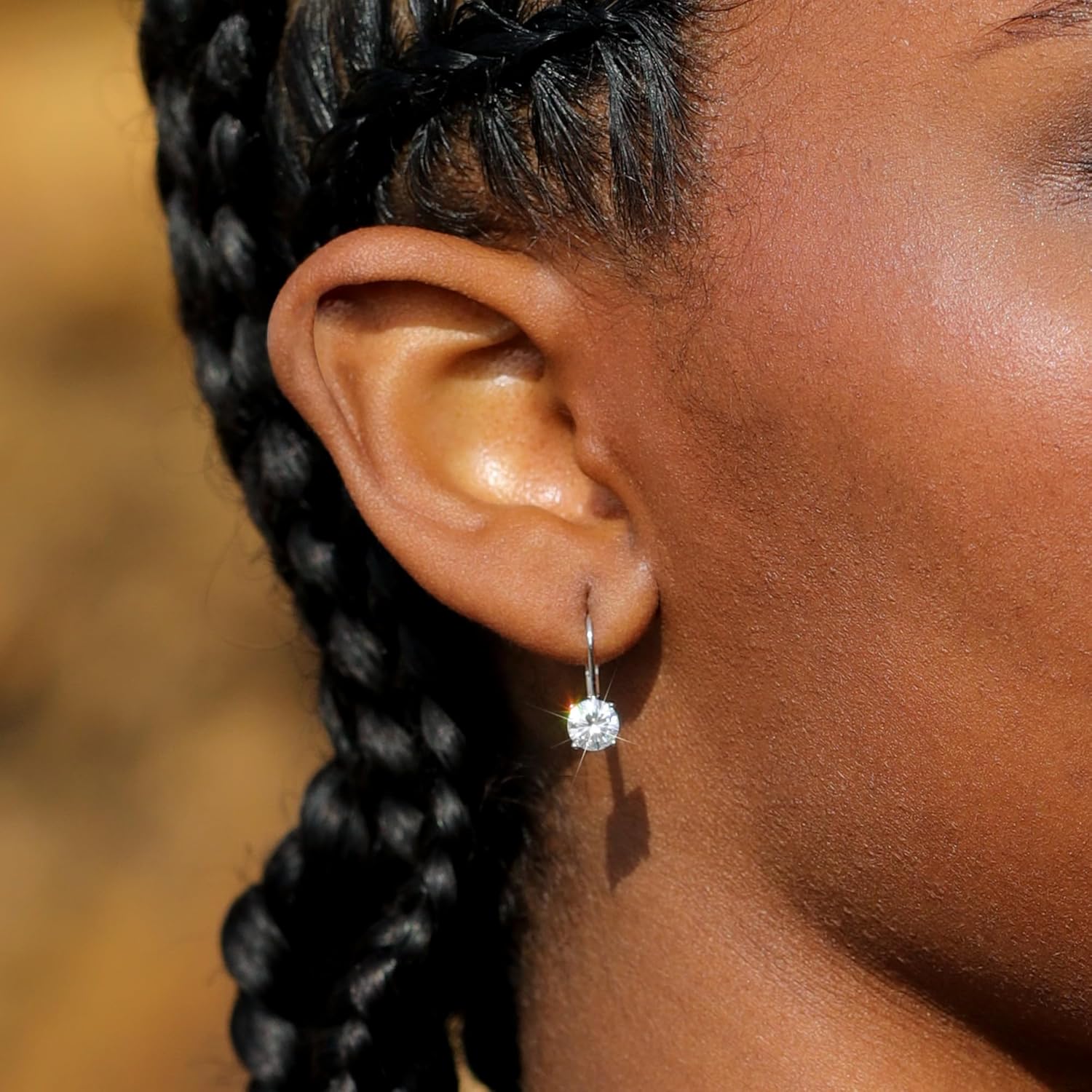 Moissanite Earrings, White Gold Plated Soild Sterling Silver Dangle Earrings 1.0ct-2.0ct D Color Brilliant Round Cut Lab Created Moissanite French Leverback Drop Earring for Women - Image 4