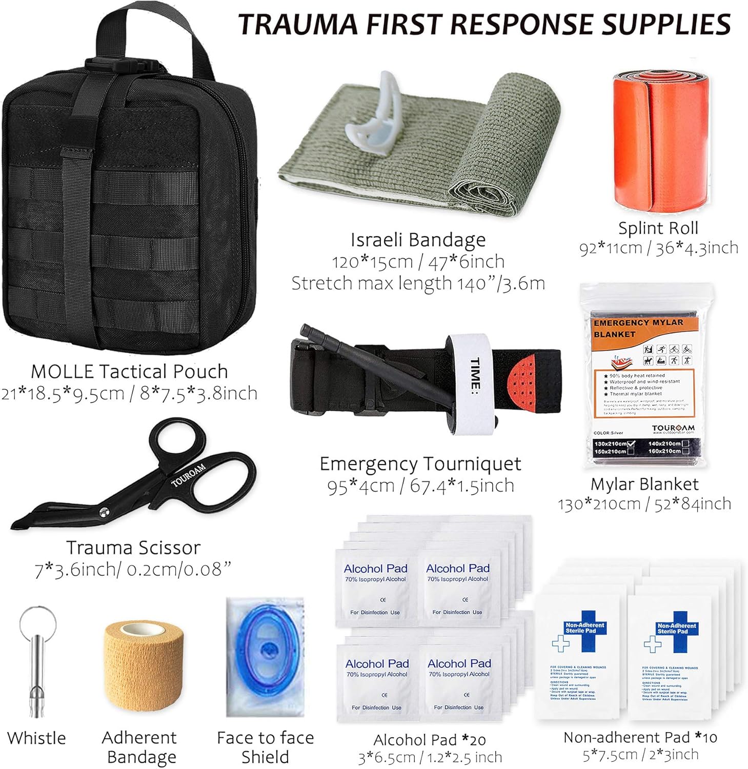 IFAK Trauma EDC Tactical First Aid Kit - Molle Medic Pouch, Emergency Survival Miltary Bleeding Contorl Med Bag for Camping Hiking Bushcraft : Sports & Outdoors