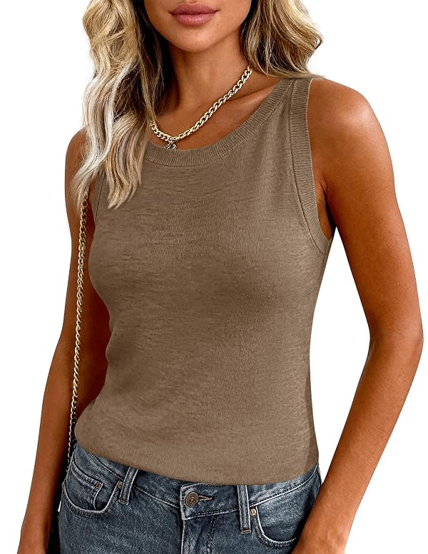 PRETTYGARDEN Women's Summer Sleeveless Sweater Tank Tops,Khaki,S by PRETTYGARDEN - Used condition - Image 8