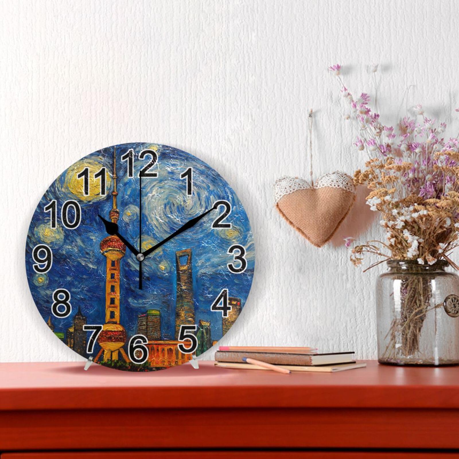 Amazon.com: BOENLE Oriental Pearl Tower House Wall Clock Non