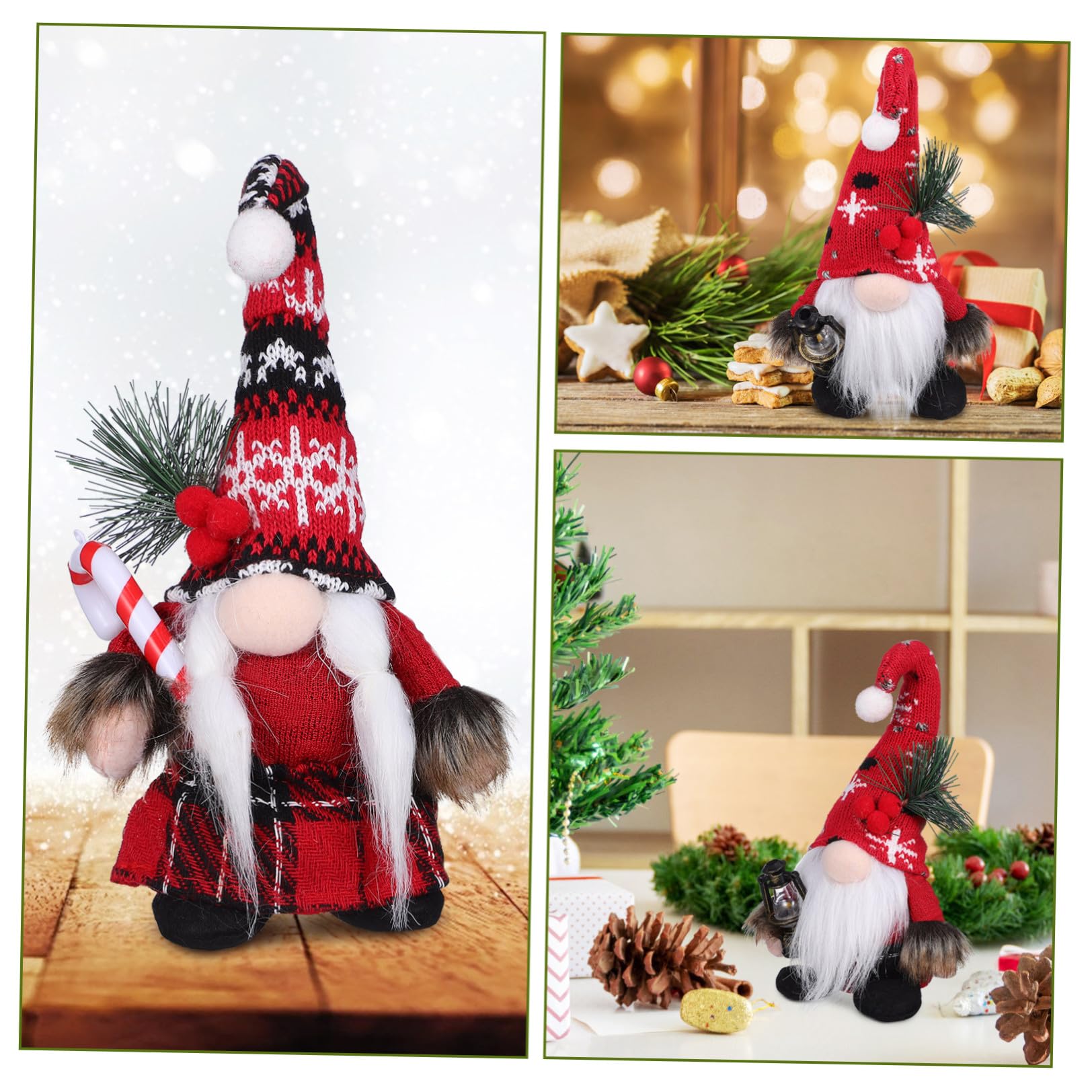 Toyvian 6 Piezas Conjunto de Gnomos Navideños de Peluche Rojo Copos