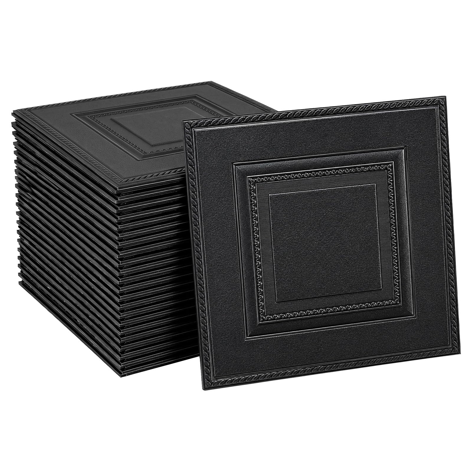 GREENSAPPIRE 40PCS 3D Wall Panels Self Adhesive Waterproof Foam, Black
