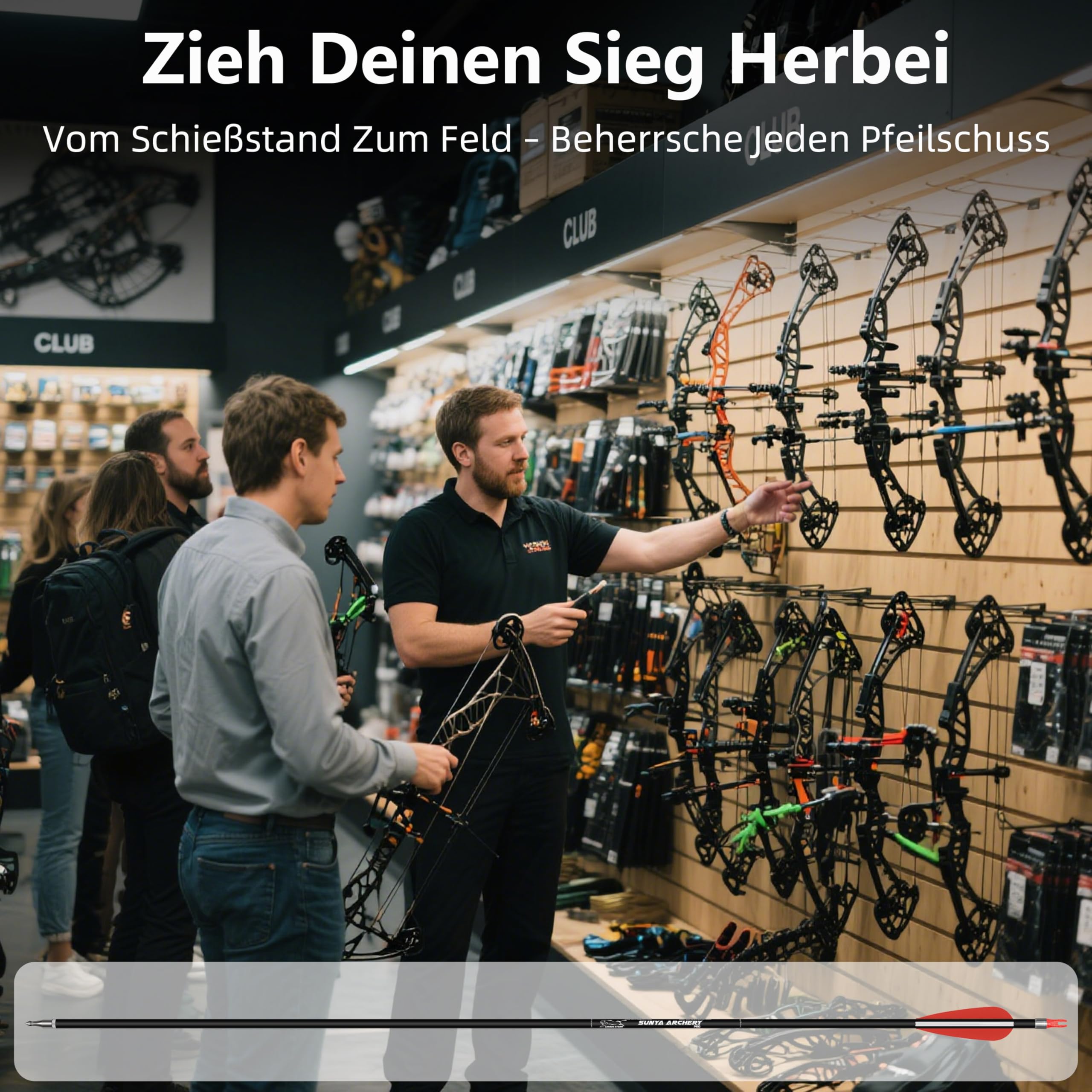 Sunya Pfeile für Bogenschießen. Spine 400/500, 30 Zoll Carbonpfeile, Bogen Erwachsene Jagdpfeile für Recurvebogen Compoundbogen. 12er Pack