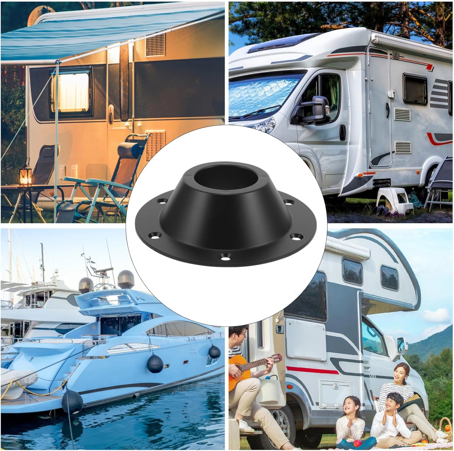 Mobestech 2pcs Rv Table Base Mount Lightweight Pedestal for Secure Dining Camper Boat Trailer Floor Mounting Accessory Stability Features