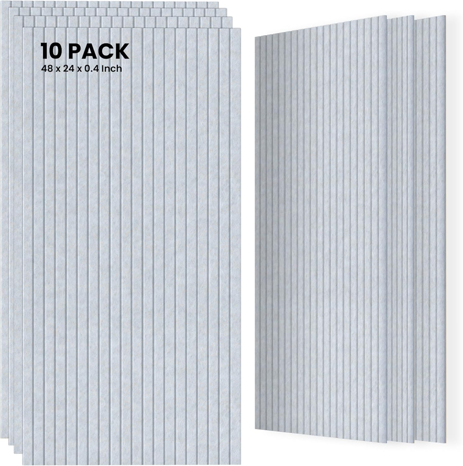 10 Pack Sound Proof Panels for Walls,48 x 24x 0.4 Inch Sound Deadening Panels,Large Acoustic Panels for Media Room, Office and Studio,Light Camel