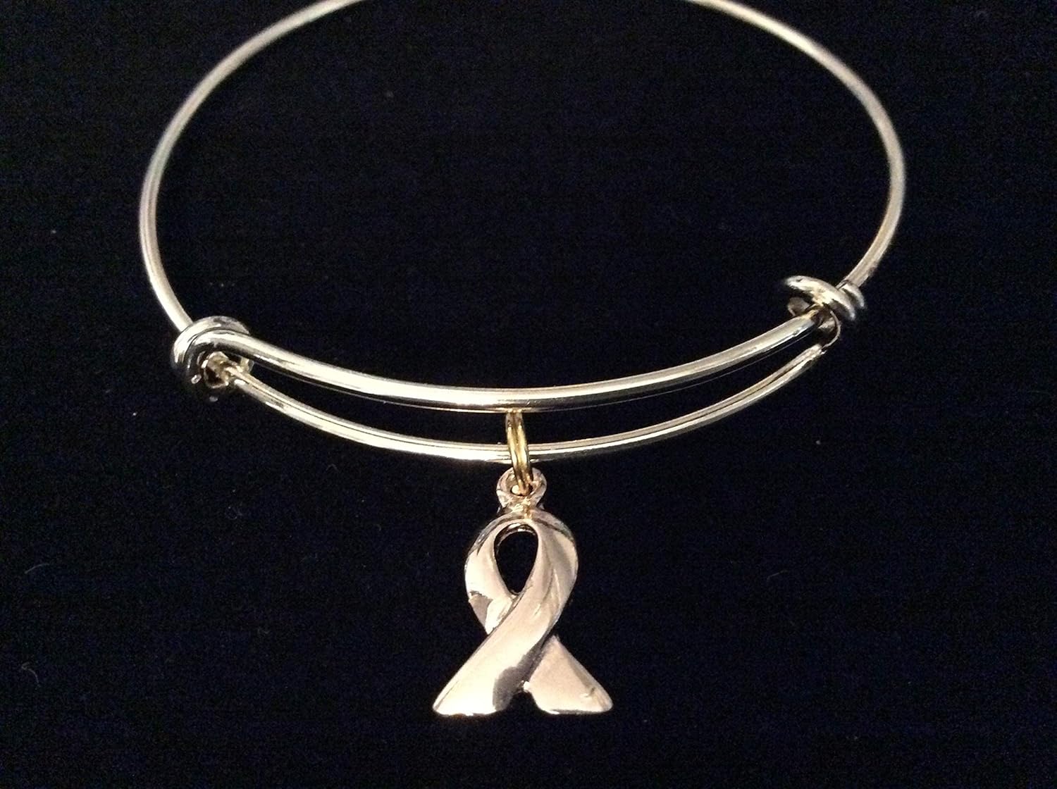 Childhood Cancer Awareness Jewelry Gold Awareness Ribbon Expandable Charm Bracelet Adjustable Bangle One Size Fits All Gift Custom Options Available - Image 2