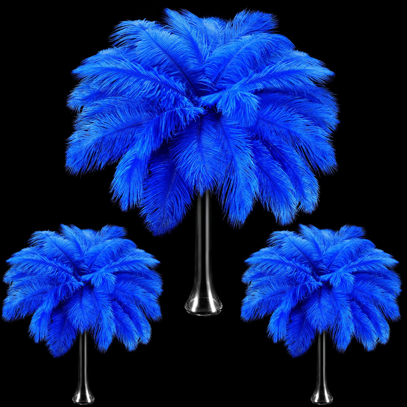 Maitys 90 Pcs Large Natural Ostrich Feathers Bulk 14-16 Inch (35-40cm) 12-14 Inch (30-35cm) 10-12 Inch (25-30cm) Ostrich Feathers Plumes for Centerpieces Wedding(Royal Blue)