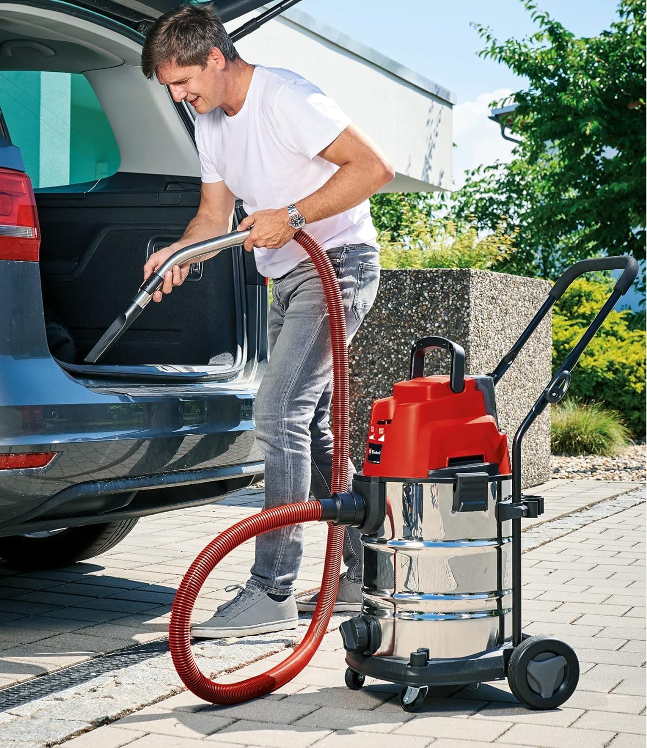 Einhell Aspirador en seco y húmedo con batería TE-VC 36/30 Li-Solo | PXC | 36 V | depósito 30 l | 150 mbar | 2 modos aspiración | manguera aspiración de 2,5 m | filtro y boquillas | Sin batería