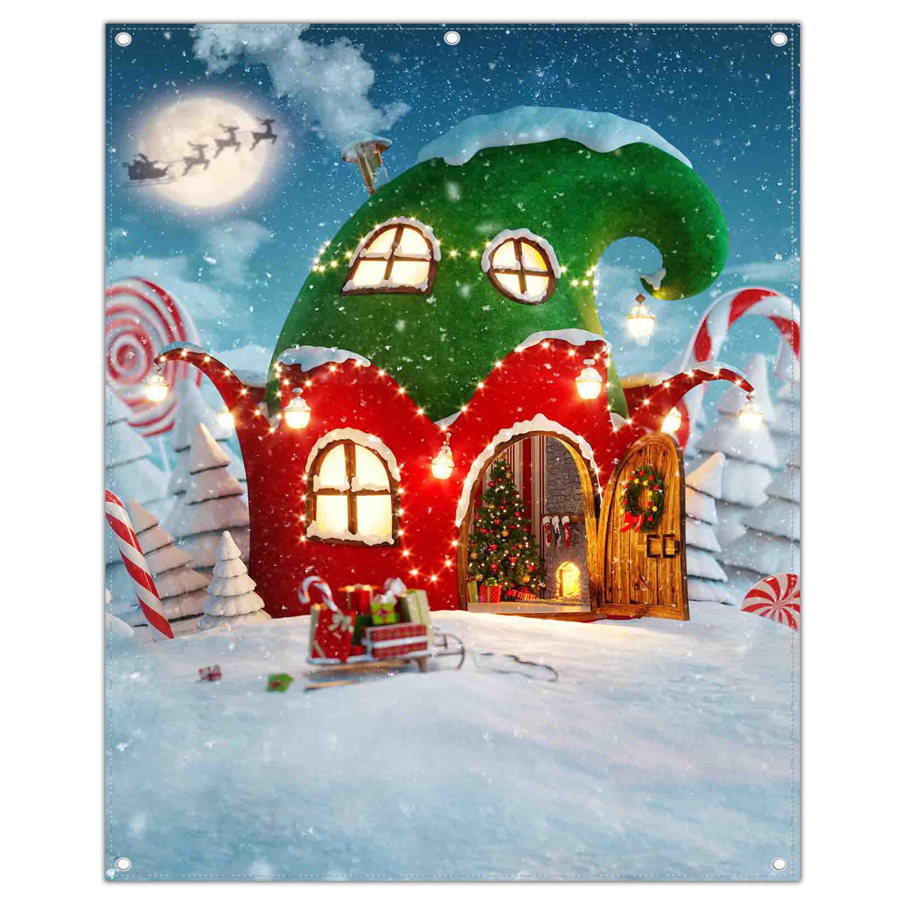 Toile de fond Noël Luminora 3x2,43m pour décorer un anniversaire d'hiver