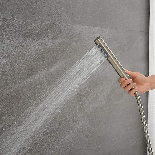 Miniatura 11 de Grifo de bañera independiente, grifos de llenado de bañera, grifos de baño de latón montados en el piso cromado con ducha de mano Cromado,Oro