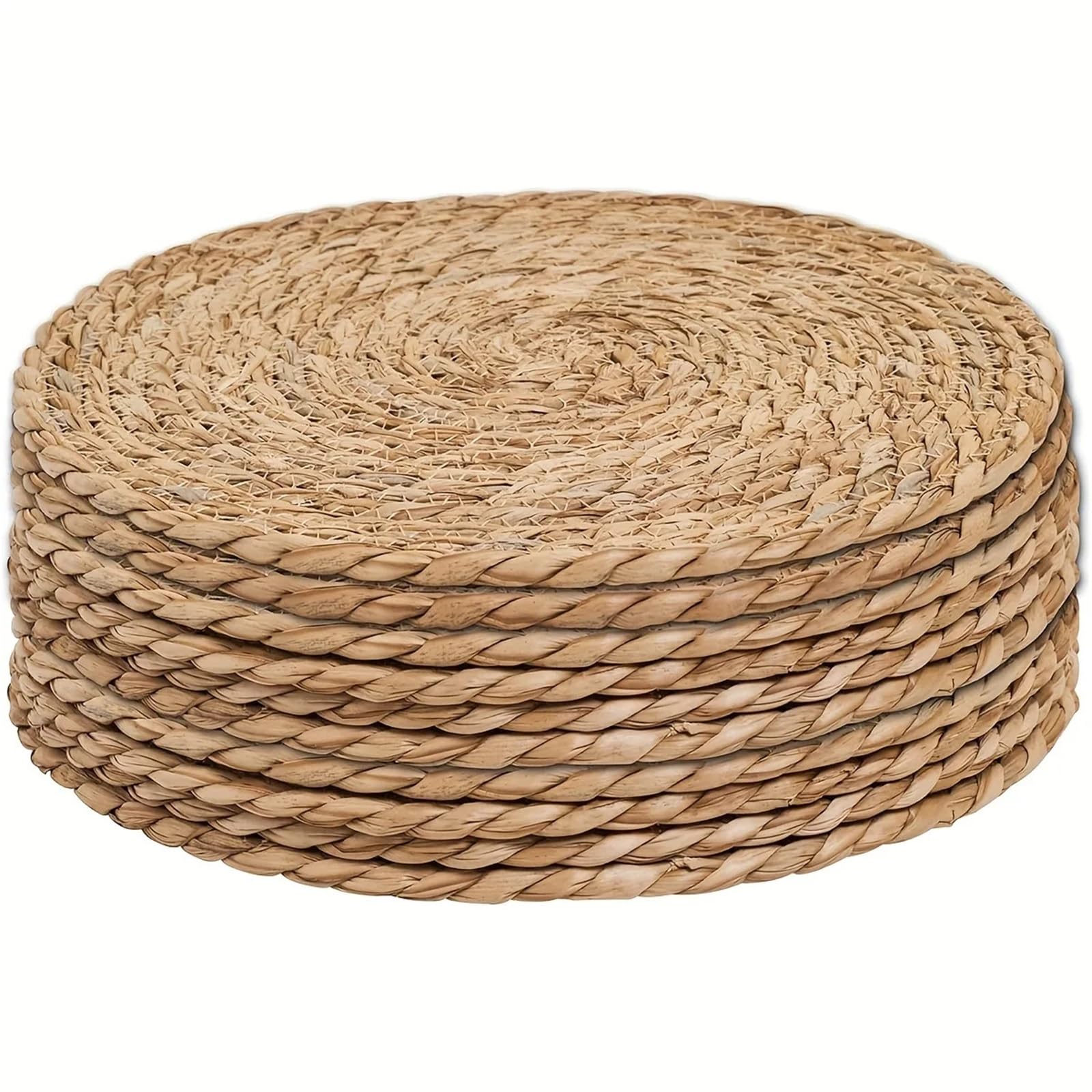 Tovagliette in vimini 4/6/8/10 pezzi tovagliette intrecciate a mano tappetino isolante for la cerimonia del tè, rotonde in rattan cucina di casa decorazioni for matrimoni(6Pcs)