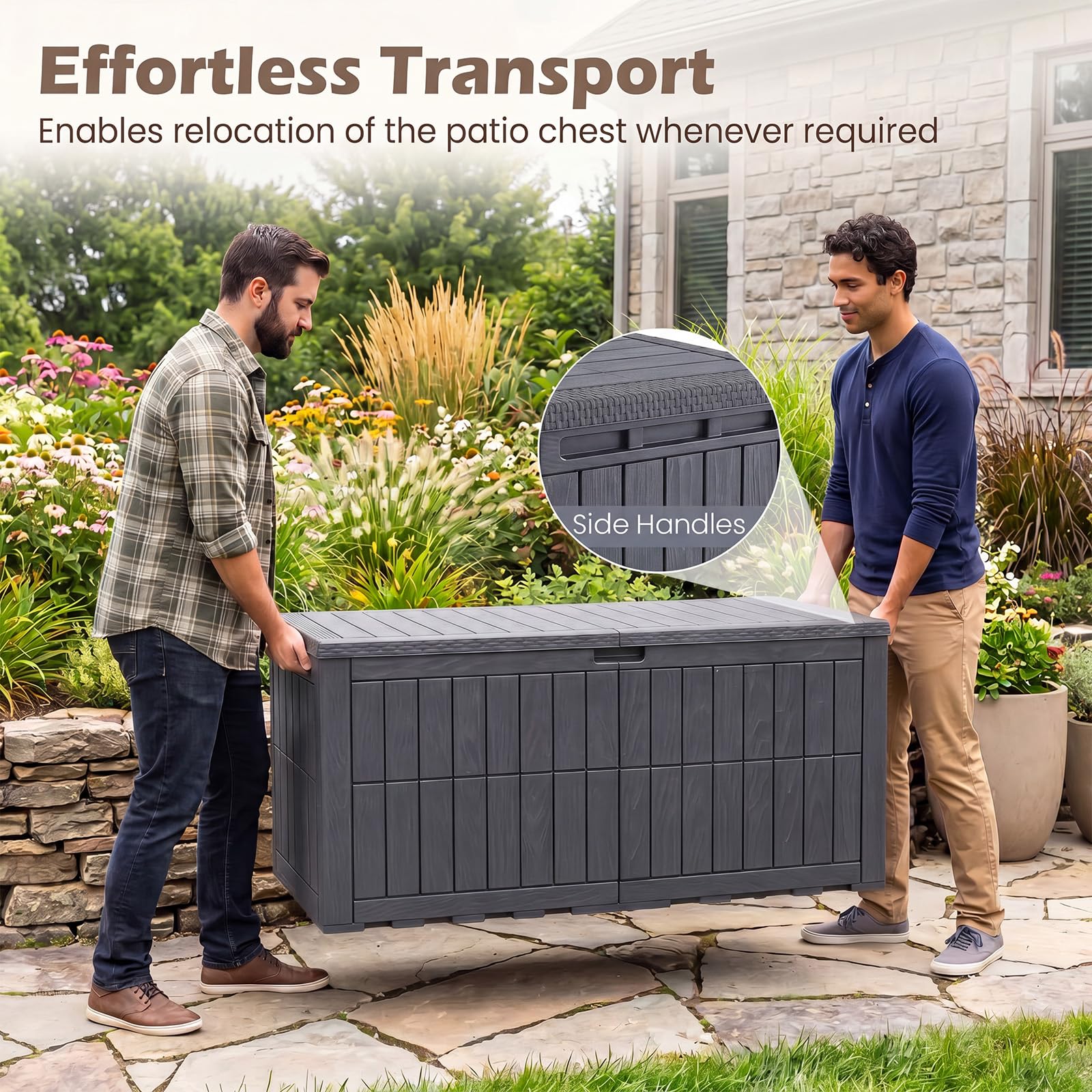 RELAX4LIFE Coffre de Jardin Boîte Extérieur en Résine (L | 680L,Anthracite)