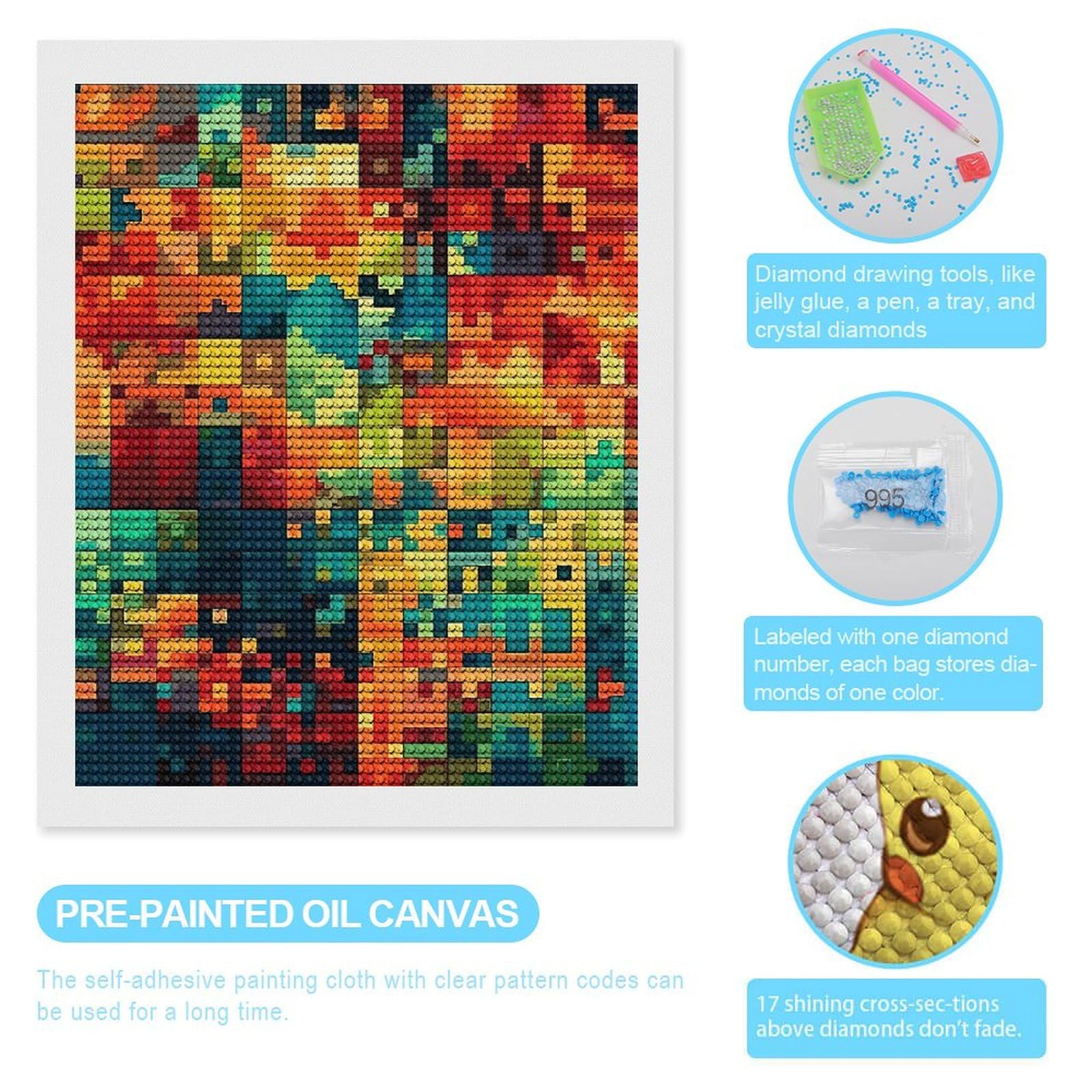 TKJMCSW Pixel Art Pattern 5D Diamond Painting Kits for Adults