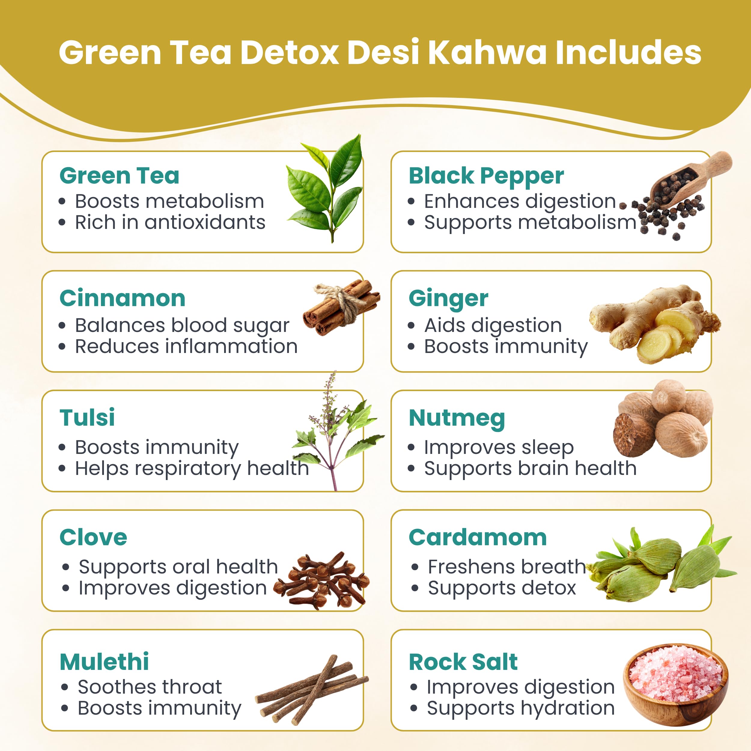 POLKA GreenTea 20 Bags Kahwa Detox Tea Green Tea for Weight Loss Detox Desi Kahwa Supports Digestion & Flu Infection — Amazon image 6