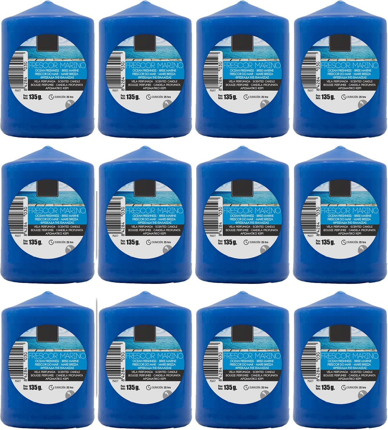 Rock And Baby Navy Sea Breeze Scented Candles Xl 2.76 X 2.24 In (70 X 57 Mm) - Pack Of 12 Units - Aromatic Candles, Long Lasting And Delicate Aroma - 22-24 Hours Duration - Candle Aromatherapy