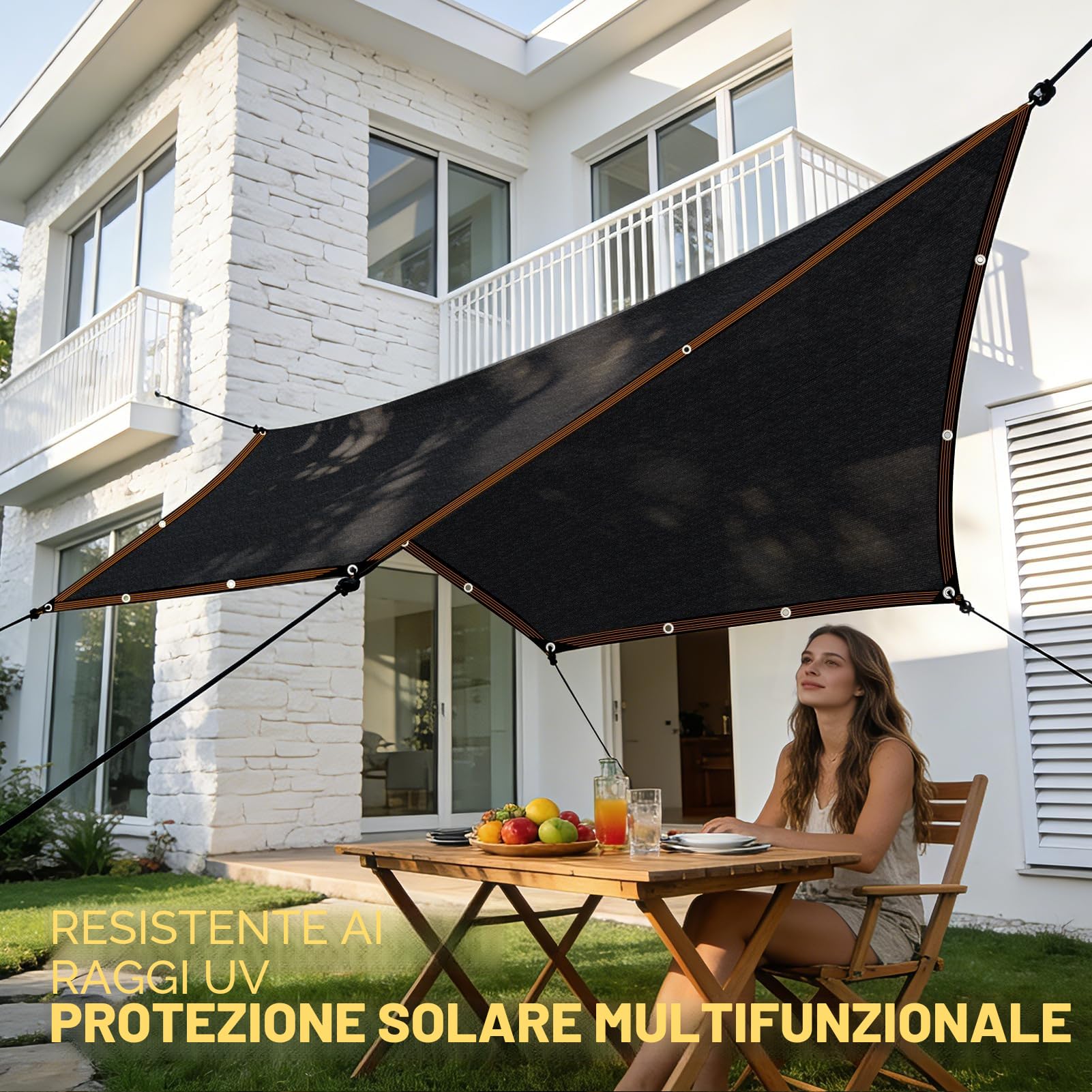 Vela Ombreggiante Rete Ombreggiante Telo Esterno Con Occhielli Resistente Ai Raggi UV 2x1m