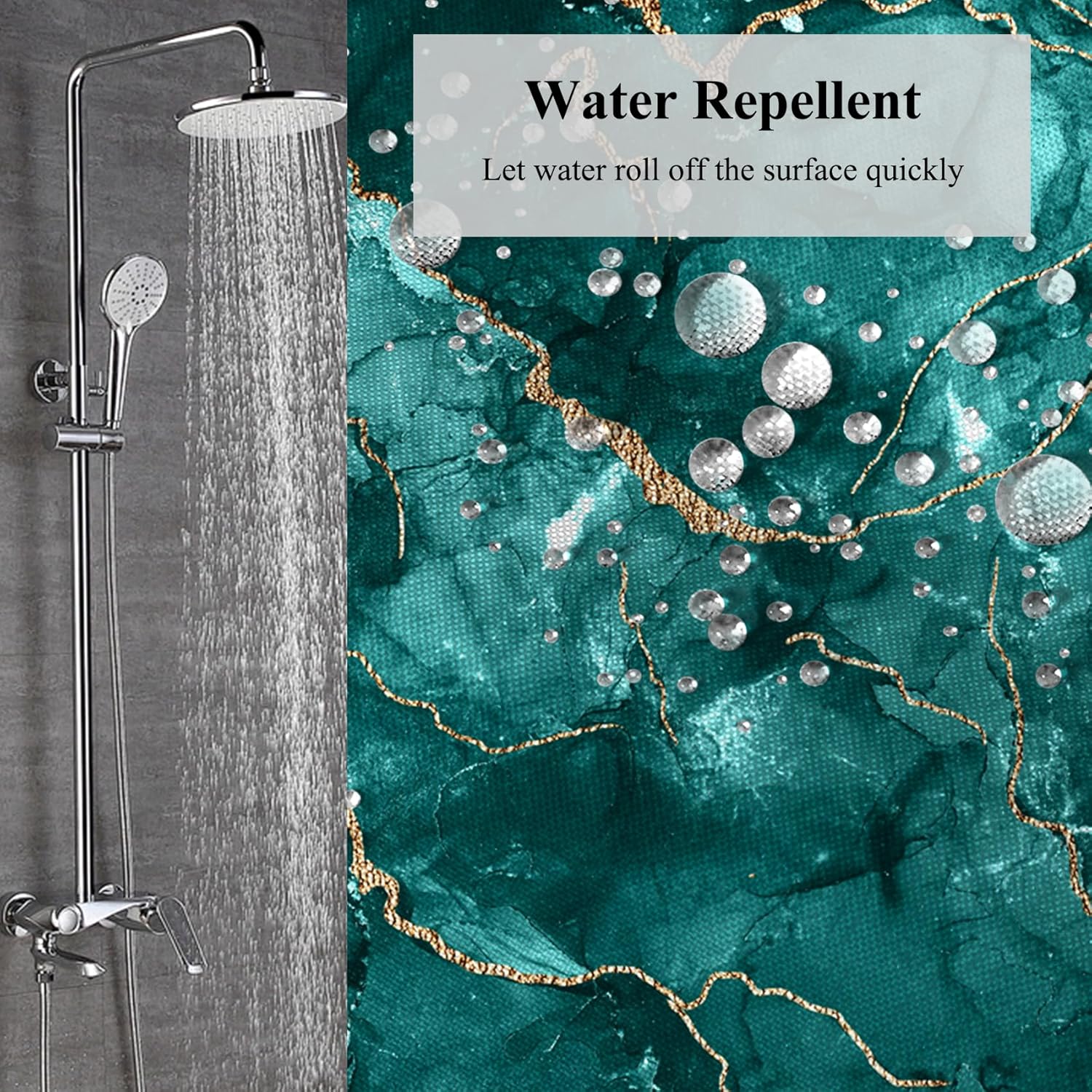 Dark Blue Gold Crack Marble Abstract Shower Curtain Modern Ombre Printed Bath Curtain Waterproof Washable Fabric Bathroom Bathtub Decor Shower Curtain Set with Hooks 72x72 Inch