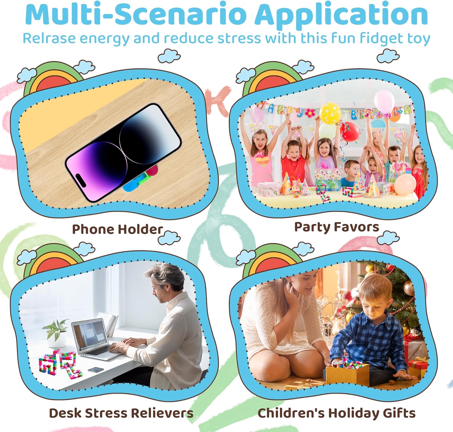 Wacky Tracks Fidget Toys Bulk 30 Packs, Sensory Toys Puzzle for Kids, Teens, Student & Adults, Snap and Click Fidget Classroom Rewards, Goodie Bag Prizes, Stocking Stuffers Gifts, Rainbow Party Favors image 5 of 6 B0FJ5XJ8H2