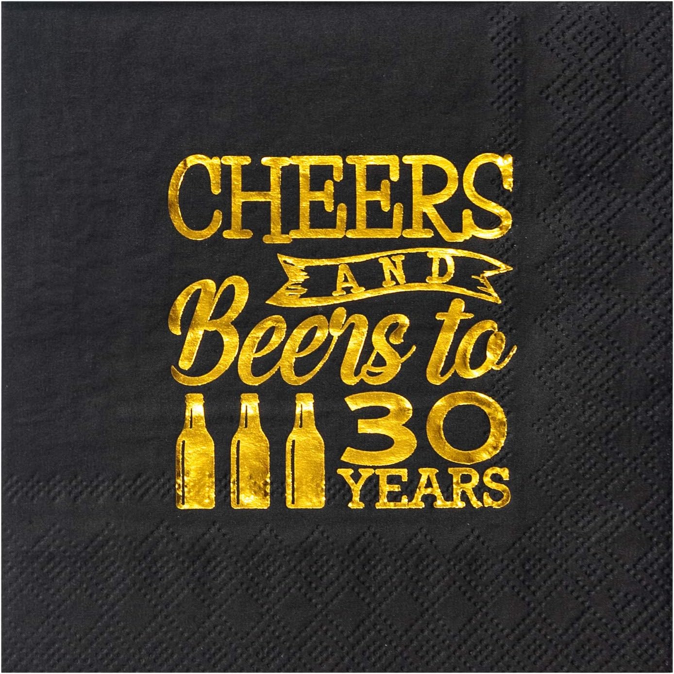 Crisky Cheers to 30 Years 30th Birthday Napkins Black and Gold 30th Brithday Decorations Birthday Party Supplies Beverages Napkins 50 PCS, 3-Ply