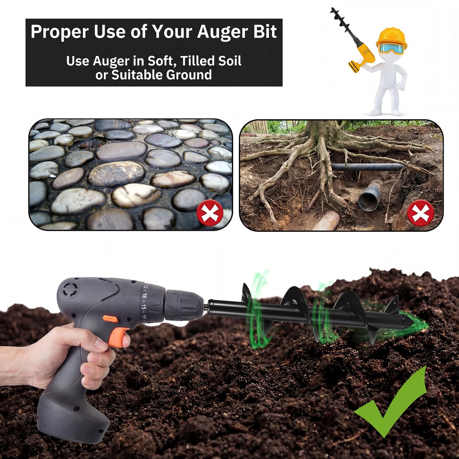 Heavy Duty Auger Drill Bit - Plant Trees & Shrubs -4 Heavy Duty Auger Drill Bit - Plant Trees & Shrubs -4
