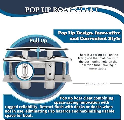 Miniatura 5 de SHENGHUISS Tacos de barco de acero inoxidable 316 con tacos retráctiles de montaje empotrado con placa de respaldo y tuercas de bloqueo (5"6"8"10"