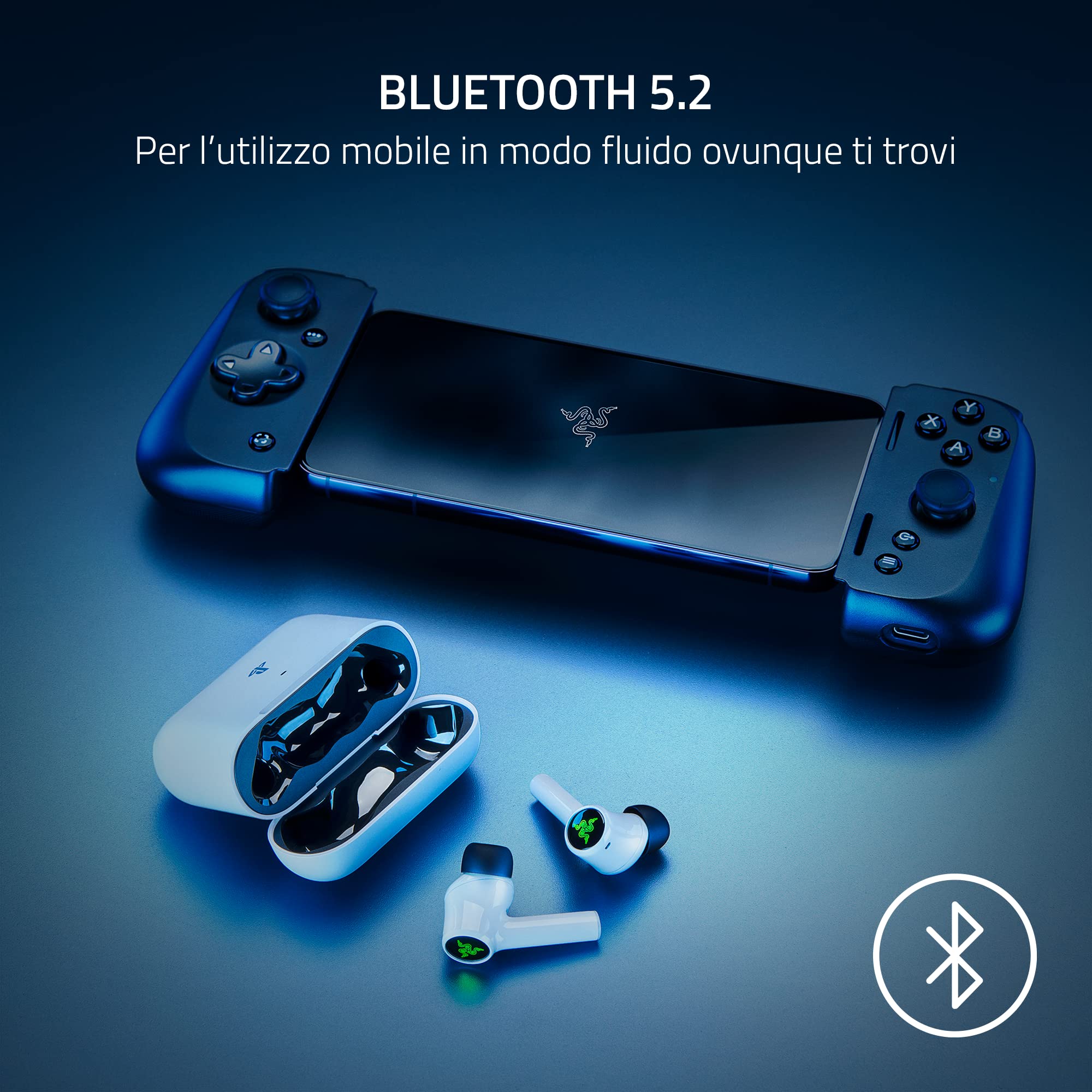Razer Hammerhead HyperSpeed - Auricolari wireless da gaming multipiattaperma per PlayStation (HyperSpeed Wireless, ANC, Bluetooth 5.2, Con Razer Chroma RGB) Blanco
