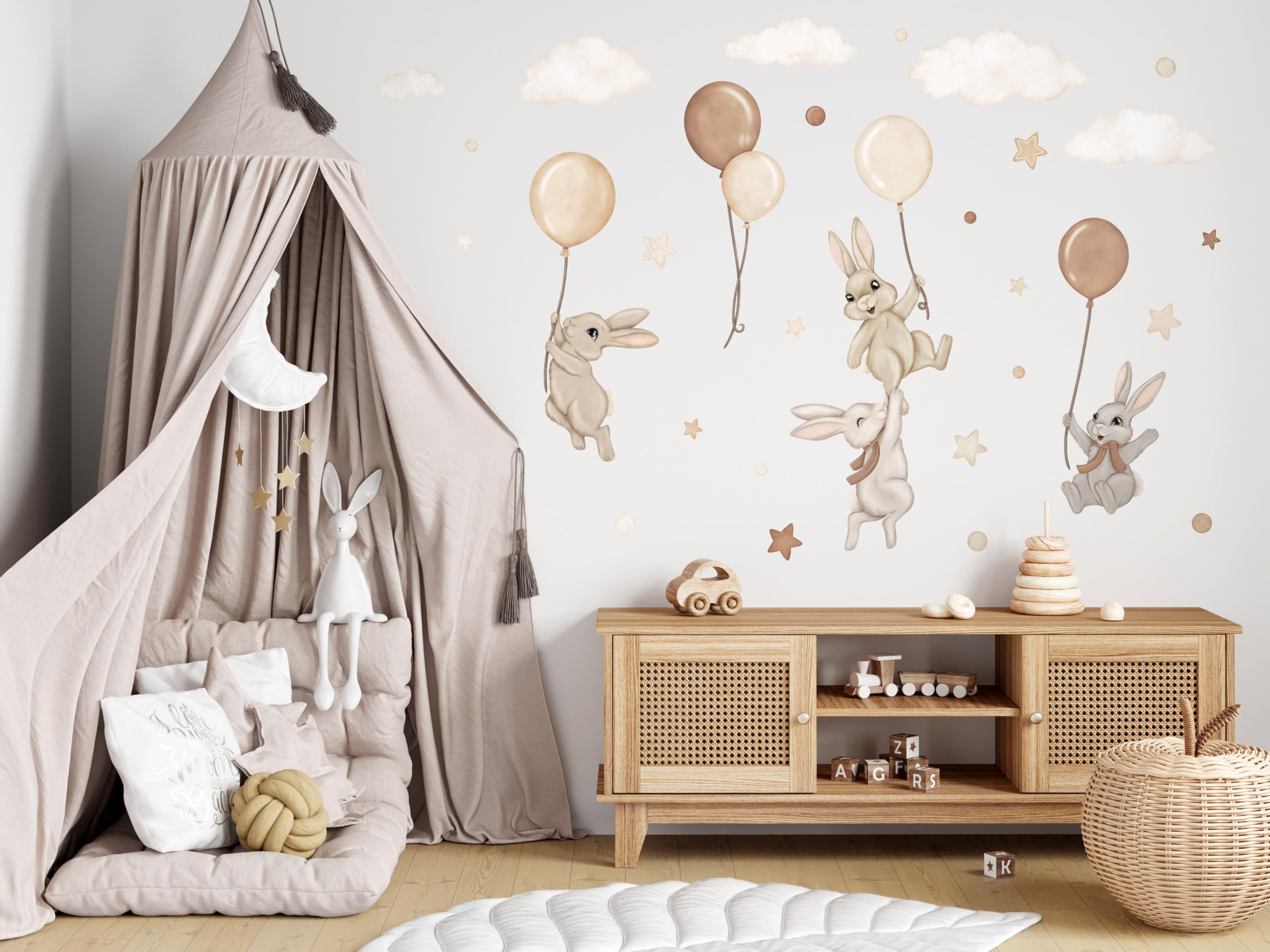 Adesivo da parete per cameretta dei bambini - Adesivo da parete per cameretta dei bambini - Non tossico, sicuro, potente - 29 pezzi adesivi - Marrone, Beige