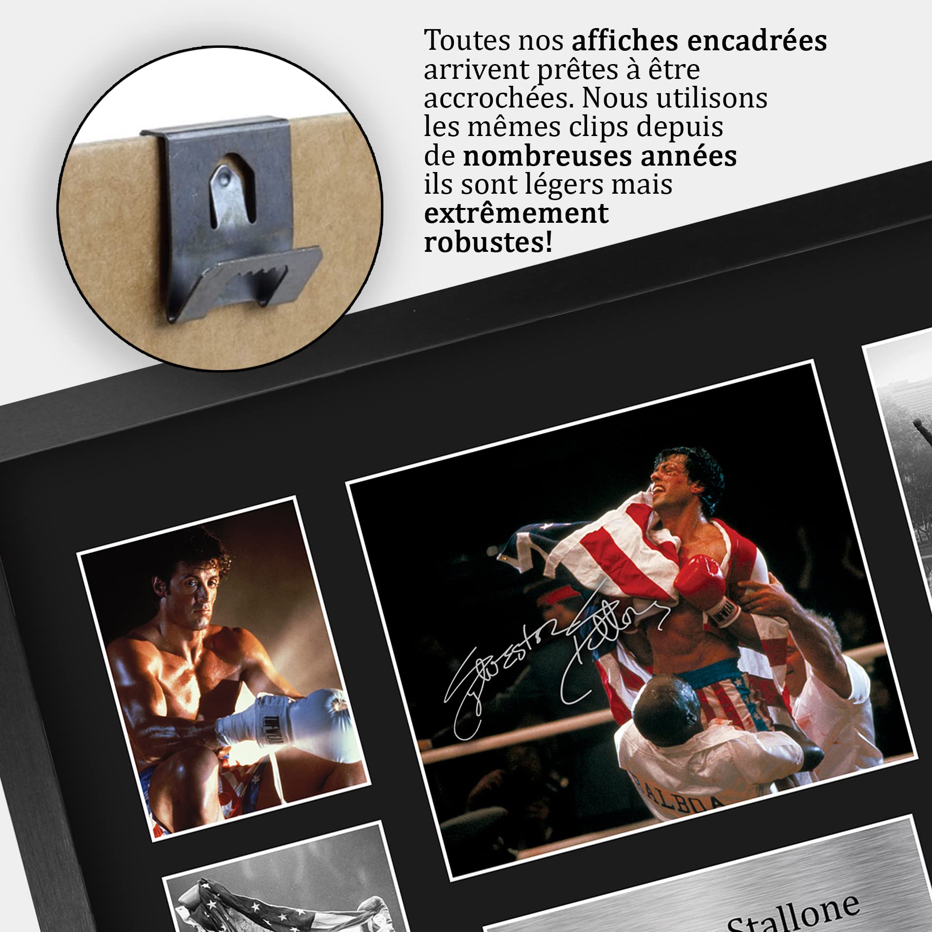 HWC Trading FR A3 Sylvester Stallone Rocky Cadeaux Imprimés Autographe Affichage d’autographes pour les fans de cinéma - A3 Encadré